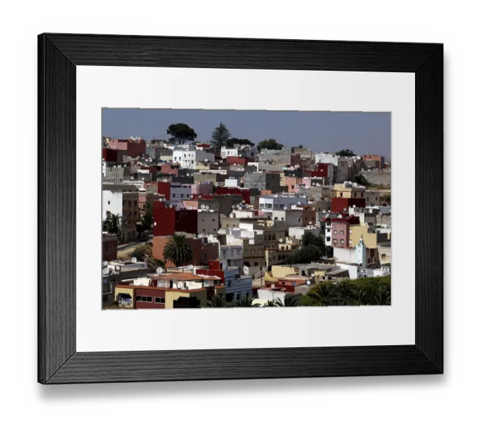 Framed Print : Colourful houses in a dense urban environment in Safi