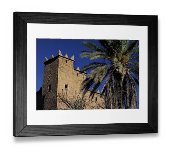 Framed Print : Kasbah Ait Abou Ali in Skoura with high walls and palm trees