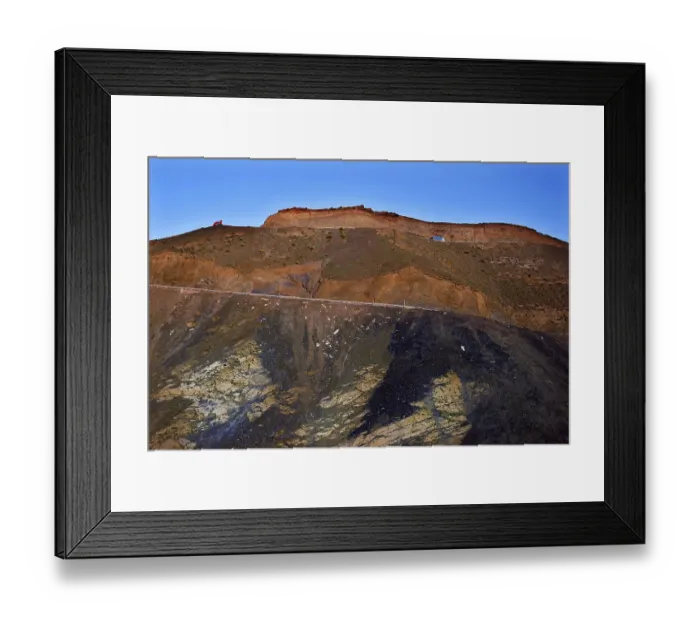 Framed Print : Mountain landscape in Tizi n'Tichka with impressive rock formations and road