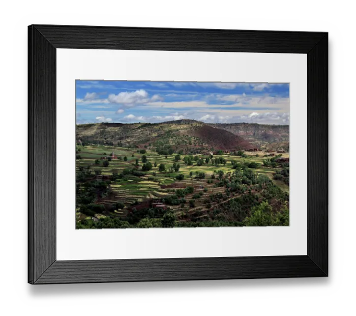 Framed Print : Terraced fields in a hilly landscape of the High Atlas Mountains under wide skies Framed Print : Terraced fields in a hilly landscape of the High Atlas Mountains under wide skies