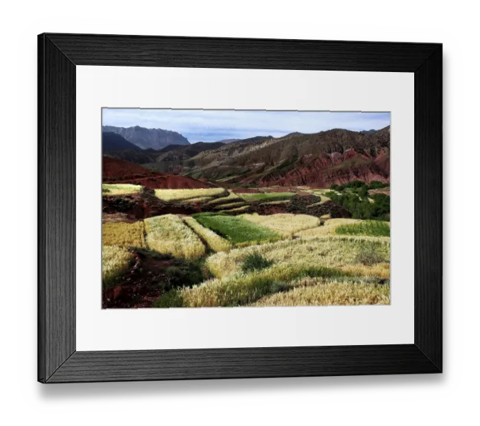 Framed Print : Terraced fields and mountains in the High Atlas region near Achaouikh