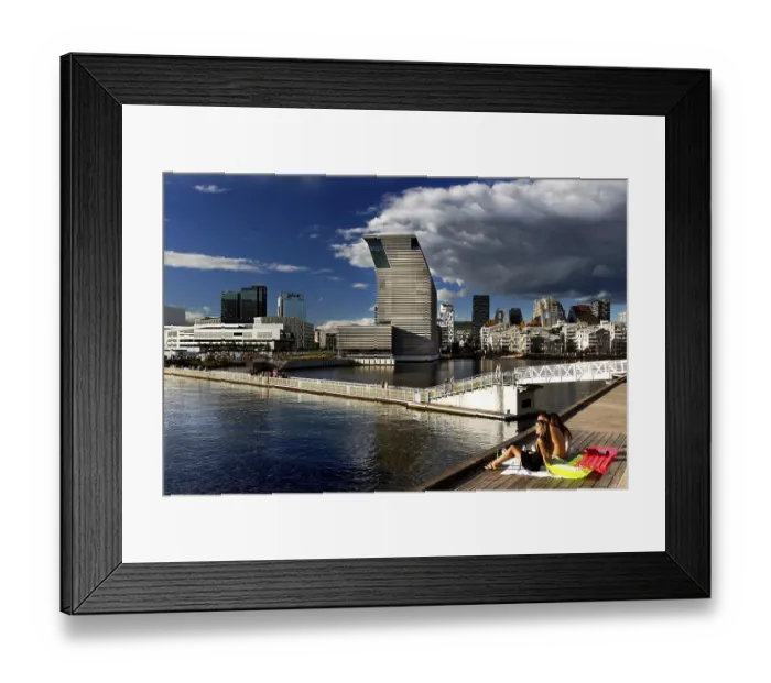 Framed Print : A sunny day on the water with a view of the Munch Museum in Oslo