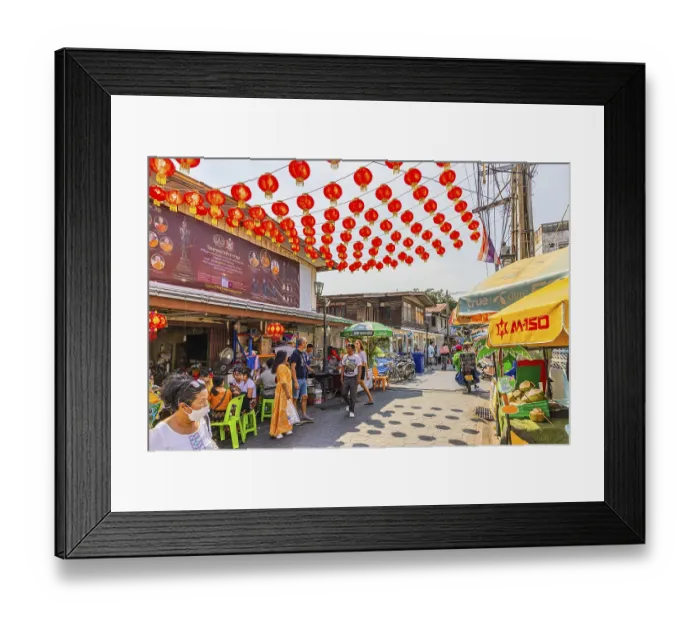 Framed Print : Busy access road covered with red lanterns Framed Print : Busy access road covered with red lanterns