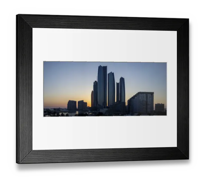 Framed Print : UAE, United Arab Emirates, Abu Dhabi waterfront downtown marina and coastal panorama and skyline