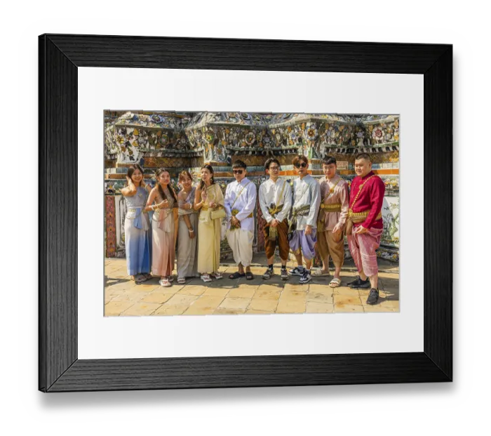 Framed Print : A group of young people wearing traditional clothing presents themselves for the photographers