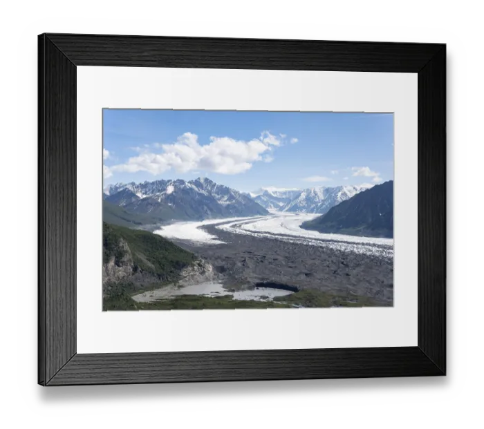 Framed Print : View of impressive mountain landscape with Matanuska glacier and glaciated mountain peaks Framed Print : View of impressive mountain landscape with Matanuska glacier and glaciated mountain peaks