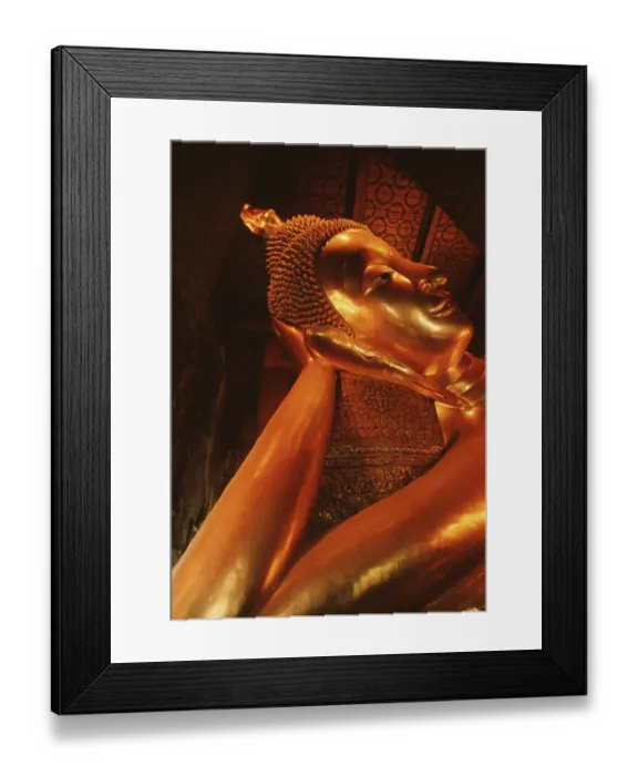 Framed Print : Reclining Buddha, Wat Pho The reclining Buddha symbolizes the last earthly hours in front of entering Nirvana