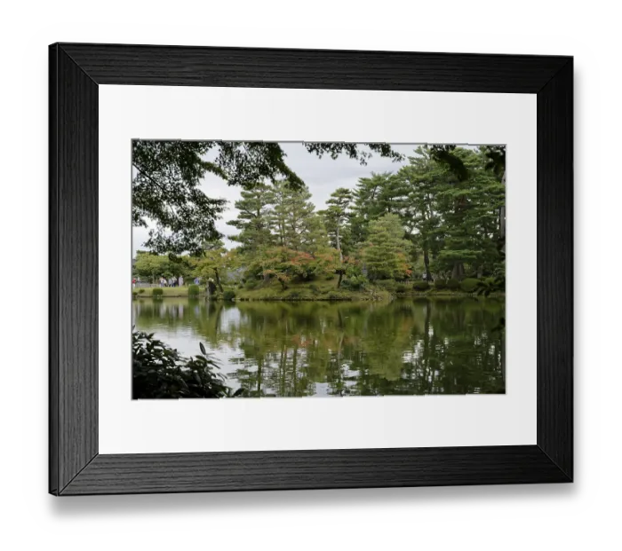 Framed Print : Reflection, Kasumiga-ike Pond, Kenroku-en Garden