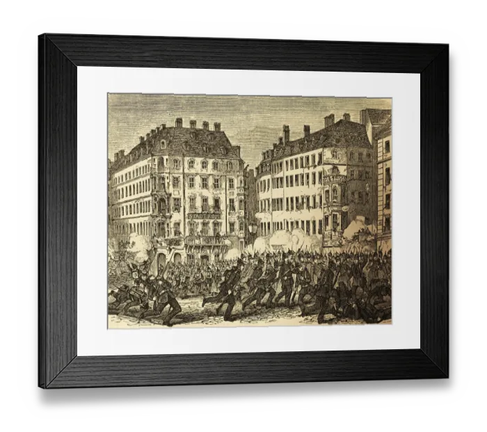 Framed Print : Suppression of the uprising in Dresden in 1849