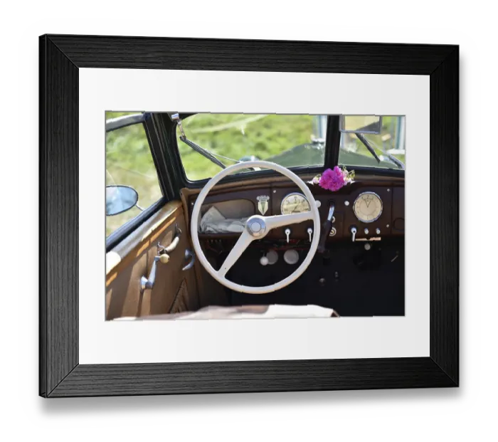 Framed Print : DKW steering wheel at classic car exhibition