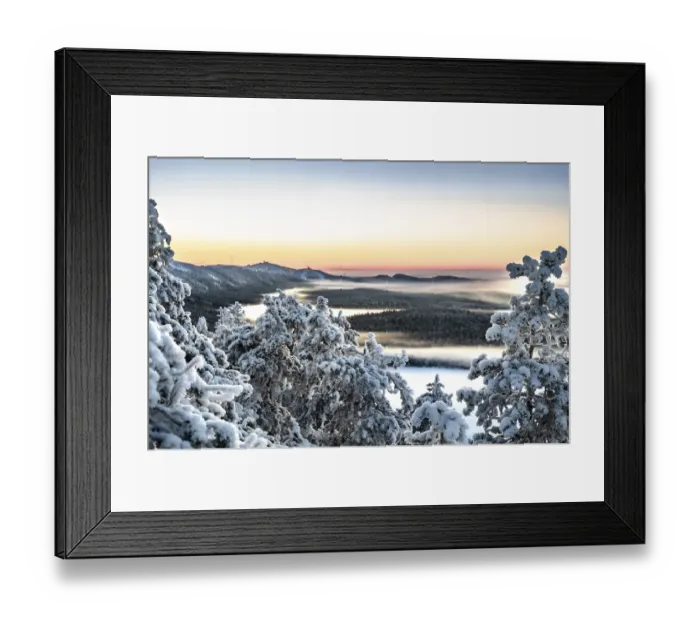 Framed Print : Snowy trees and forests at sunrise Framed Print : Snowy trees and forests at sunrise