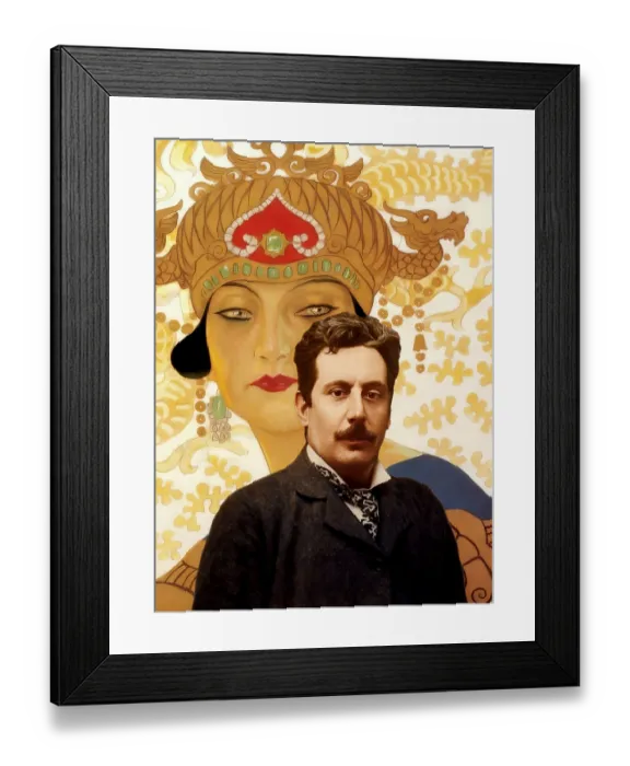 Framed Print : Portrait of Giacomo Puccini, digitally edited according to a photograph Framed Print : Portrait of Giacomo Puccini, digitally edited according to a photograph