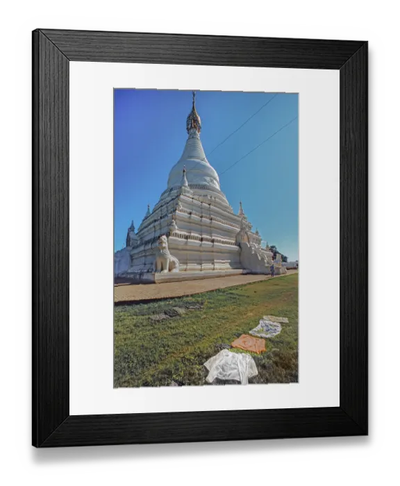 Framed Print : White pagoda and laundry laid out to dry Framed Print : White pagoda and laundry laid out to dry