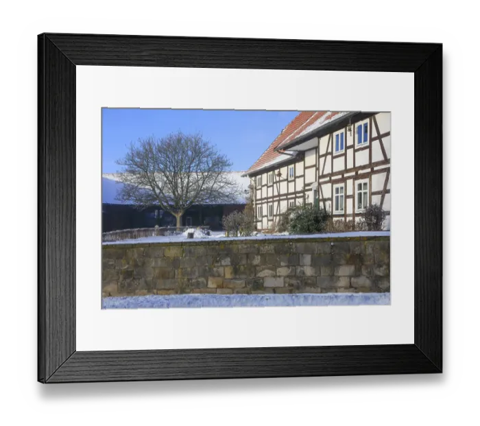 Framed Print : Half-timbered house, Ludersen mountain village snowed in winter after snowstorm Elli Framed Print : Half-timbered house, Ludersen mountain village snowed in winter after snowstorm Elli