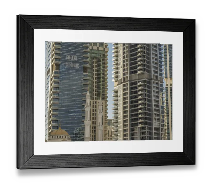Framed Print : Close view of modern skyscrapers with glass facades
