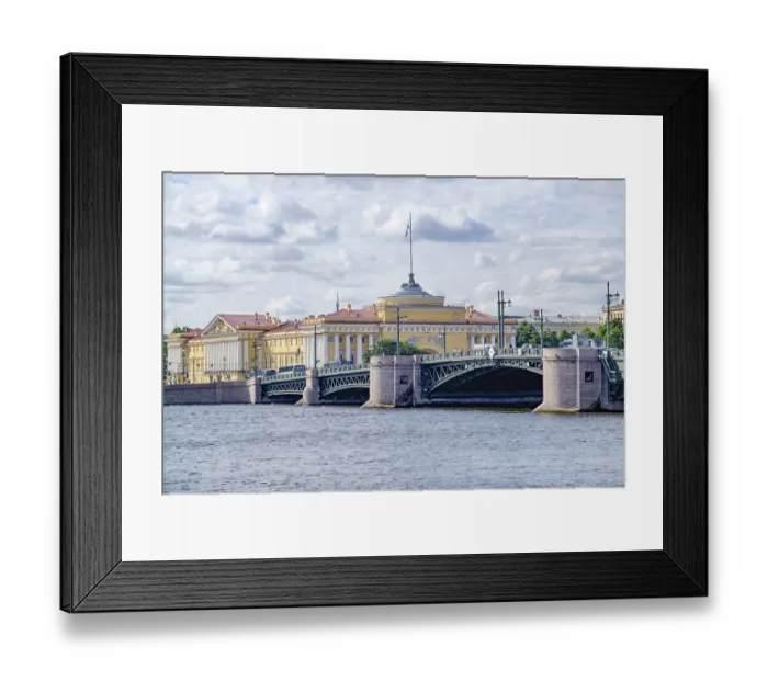 Framed Print : Impressive bridge over a river with historic buildings in the background Framed Print : Impressive bridge over a river with historic buildings in the background