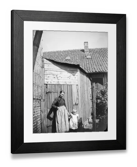 Framed Print : Woman and little girl posing for photo Framed Print : Woman and little girl posing for photo