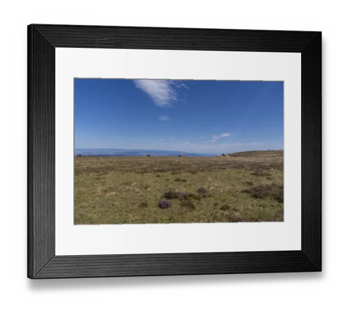 Framed Print : Expansive plateau landscape featuring dry grass