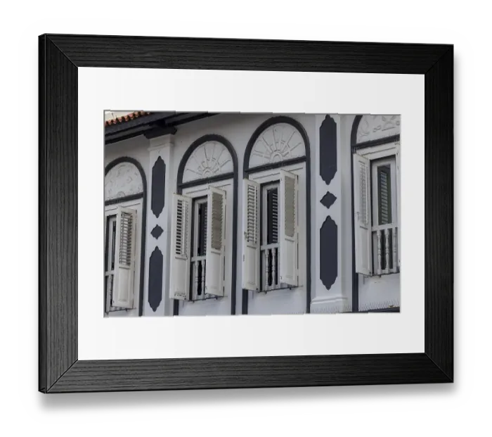Framed Print : Facade with shutters, colonial style Framed Print : Facade with shutters, colonial style
