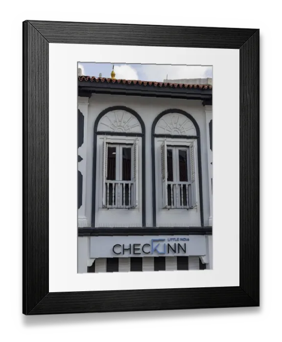 Framed Print : Facade with shutters, colonial style Framed Print : Facade with shutters, colonial style