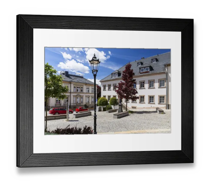 Framed Print : Karlsplatz with Adam Ries monument in Annaberg