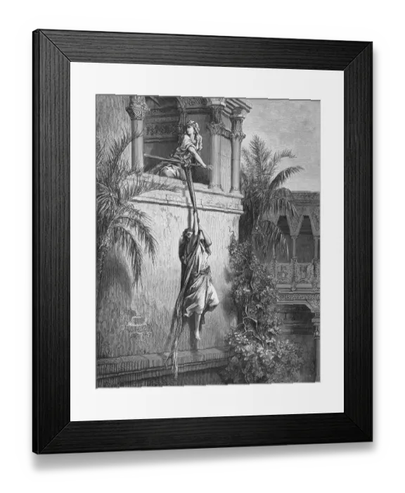 Framed Print : David's escape, Michal let David down through the window