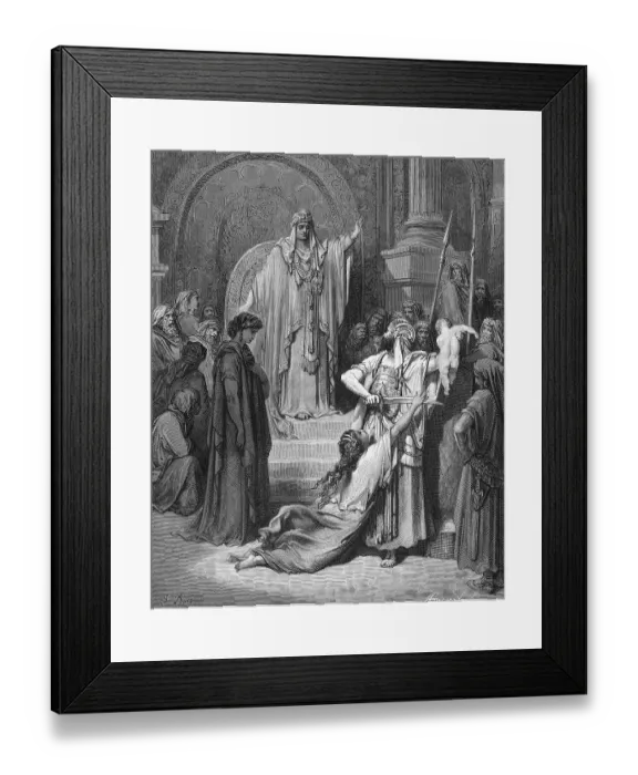Framed Print : The Judgment of King Solomon, cuts the living child into two parts