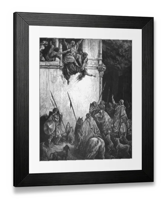 Framed Print : Jehu has Jezebel killed and rushed down to the window