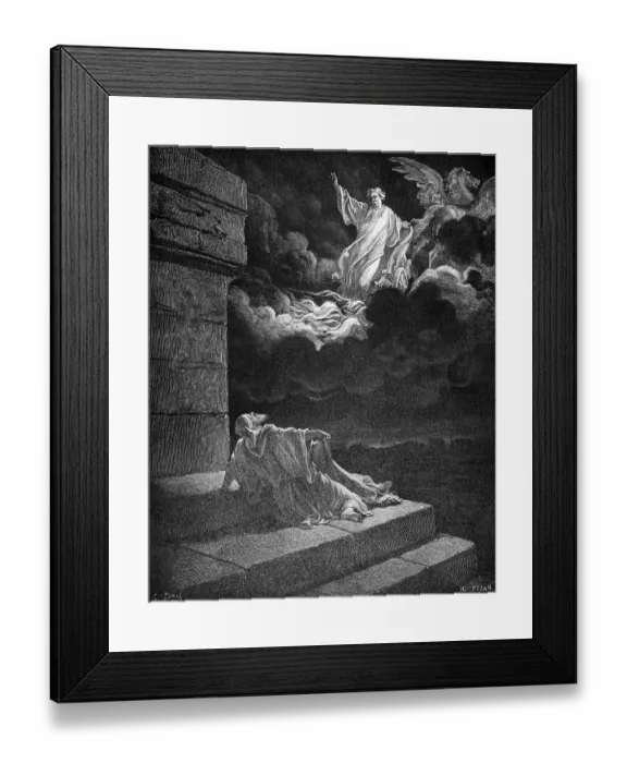 Framed Print : God brings Elijah to heaven, Elijah rides in a chariot of fire