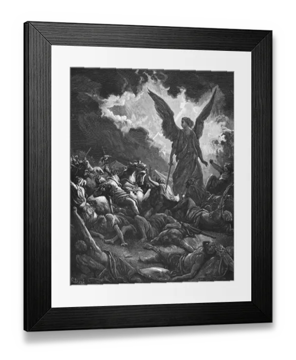 Framed Print : God's criminal judgment, The Angel of the Lord beats the army of the Assyrians