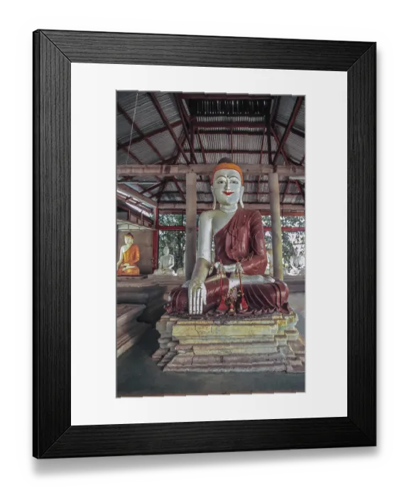 Framed Print : Buddha figure in Kyaikkhauk Pagoda