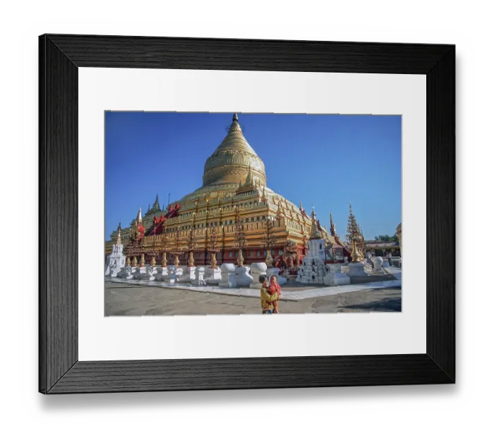 Framed Print : Blue sky, Shwezigon Pagoda, Pagan