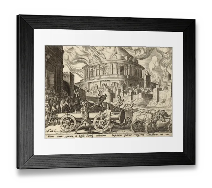 Framed Print : From The Disasters of The Jewish People: The Chaldeans carry away the pillars of the Temple