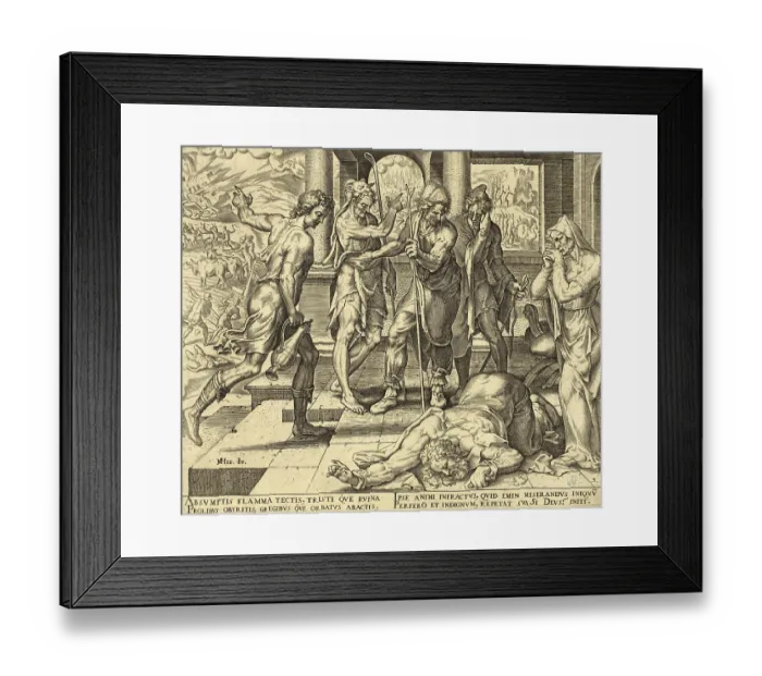 Framed Print : Biblical story of Job, a central scene from the biblical book of Job Framed Print : Biblical story of Job, a central scene from the biblical book of Job