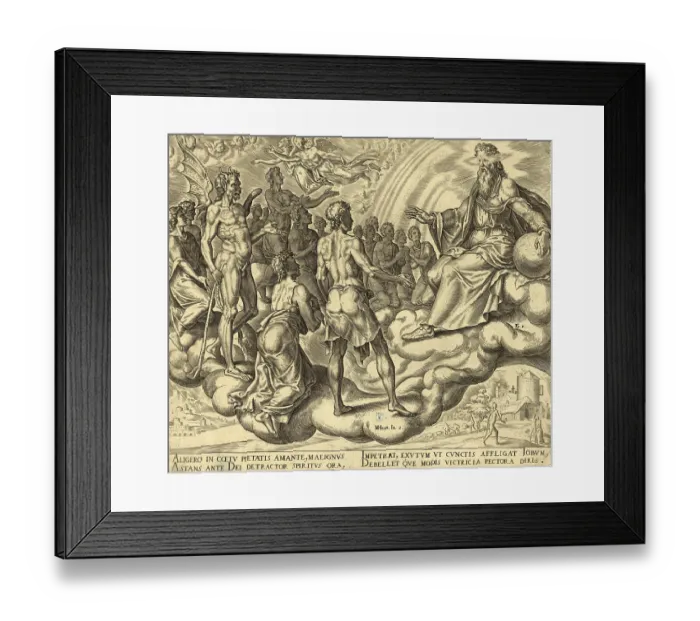 Framed Print : Biblical story of Job, This scene is from the book of Job and describes a heavenly meeting in front of God Framed Print : Biblical story of Job, This scene is from the book of Job and describes a heavenly meeting in front of God