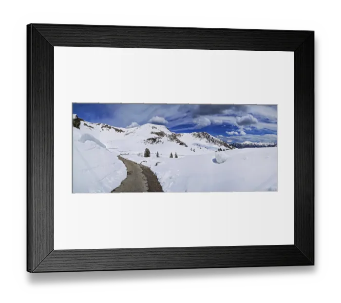Framed Print : Alpine mountain panorama with hiking trail in snow on the Fellhorn in spring in the Allgau Alps in the sun with Framed Print : Alpine mountain panorama with hiking trail in snow on the Fellhorn in spring in the Allgau Alps in the sun with
