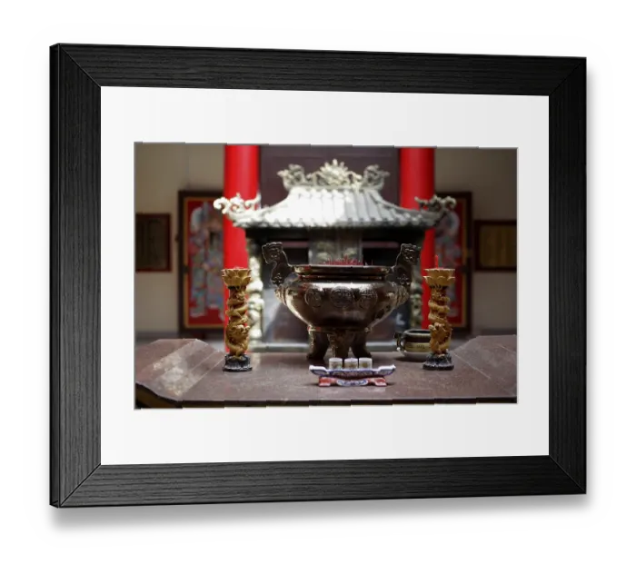 Framed Print : Burning aromatic incense sticks
