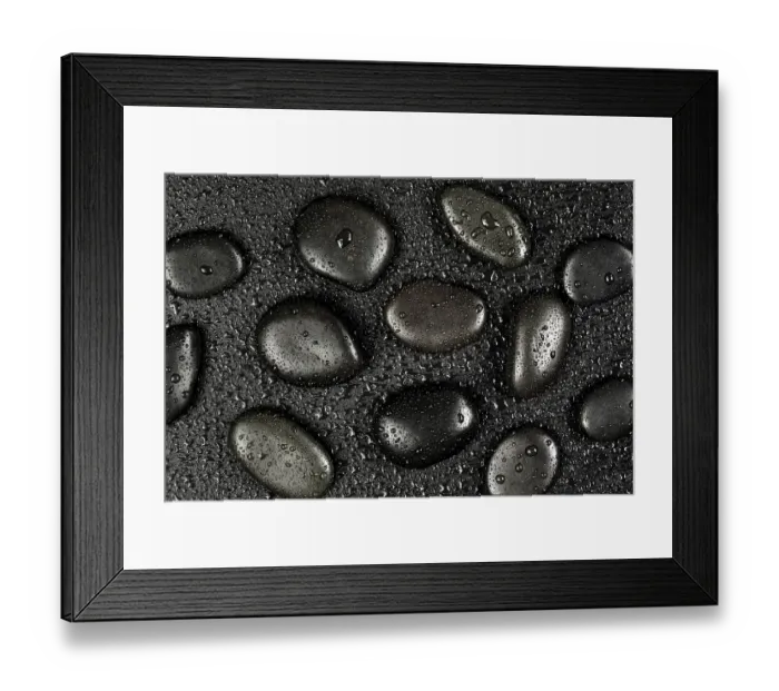 Framed Print : Several black basalt massage stones Framed Print : Several black basalt massage stones