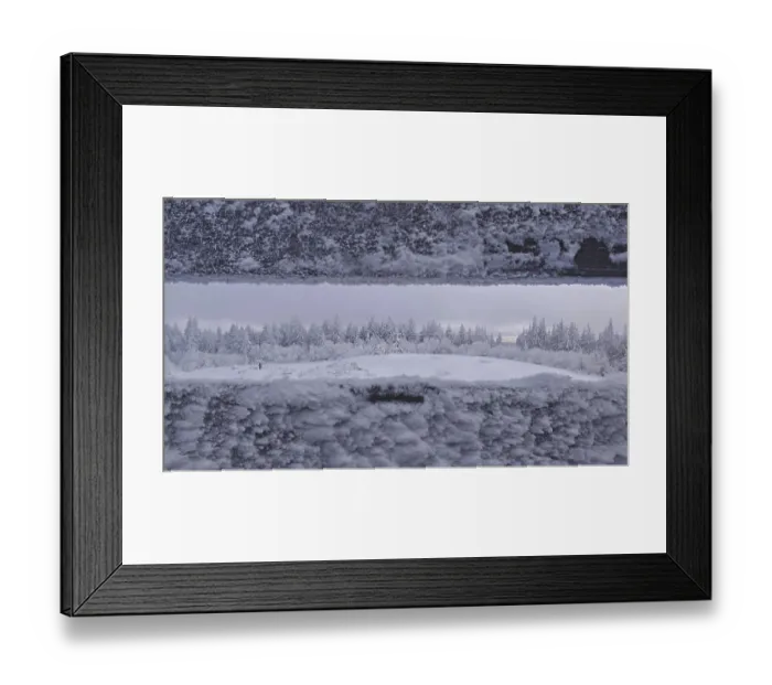 Framed Print : Snowy landscape with views of a forest from the viewpoint Framed Print : Snowy landscape with views of a forest from the viewpoint