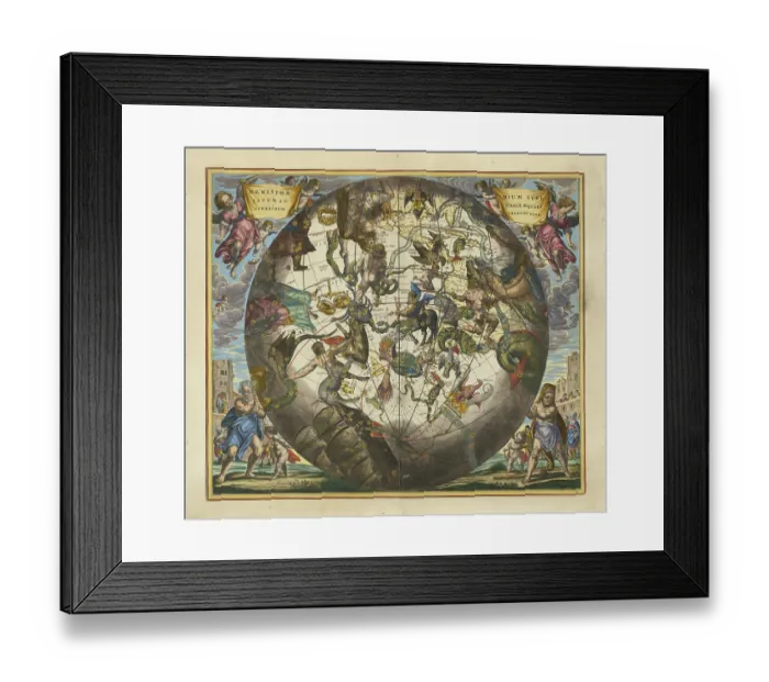Framed Print : Ancient star map, specifically a depiction of the southern hemisphere