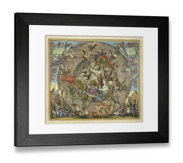 Framed Print : Sky map Hemisphaerii Borealis Coeli et Terrae Sphaerica Scenographia