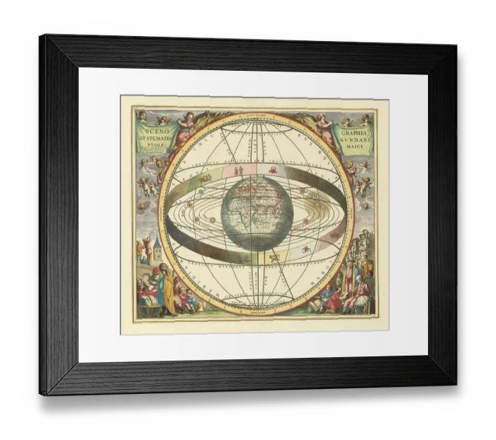 Framed Print : Historical sky map with Ptolemy's geocentric world view Framed Print : Historical sky map with Ptolemy's geocentric world view