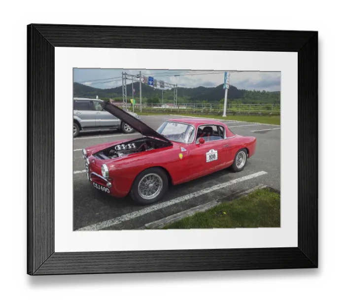 Framed Print : A red vintage car with its hood open Framed Print : A red vintage car with its hood open