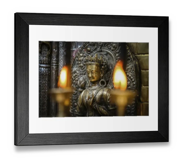 Framed Print : Candles burning inside one of the Buddhist temples in Nepal Framed Print : Candles burning inside one of the Buddhist temples in Nepal