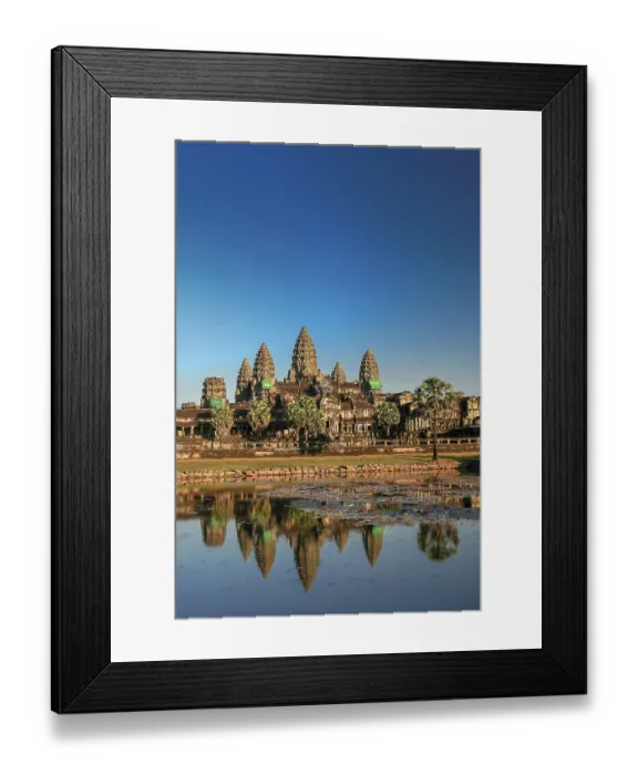 Framed Print : Angkor Wat temple reflection in water