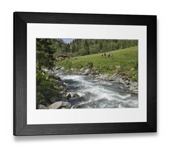 Framed Print : Mountain stream, mountain range Framed Print : Mountain stream, mountain range