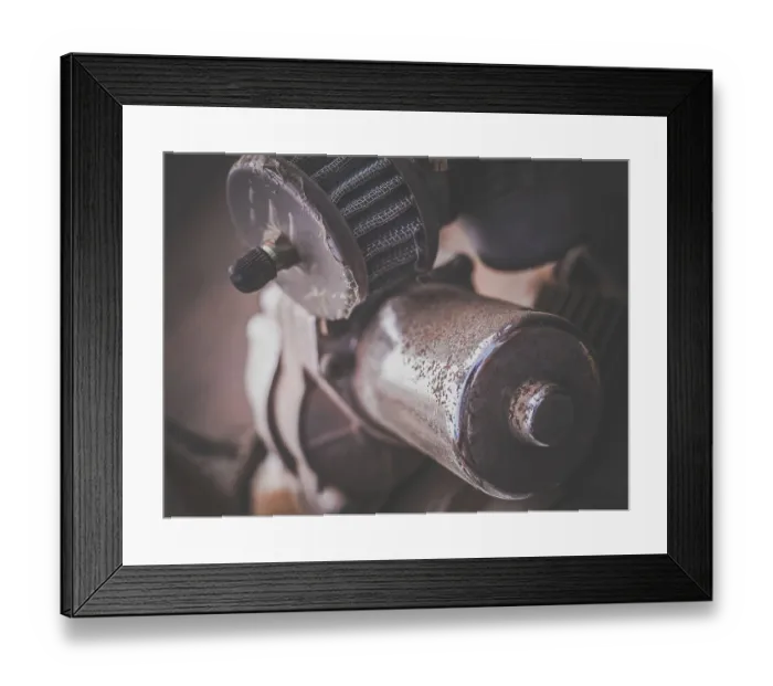 Framed Print : A view of the detail of an engine of an old vintage and antique car Framed Print : A view of the detail of an engine of an old vintage and antique car