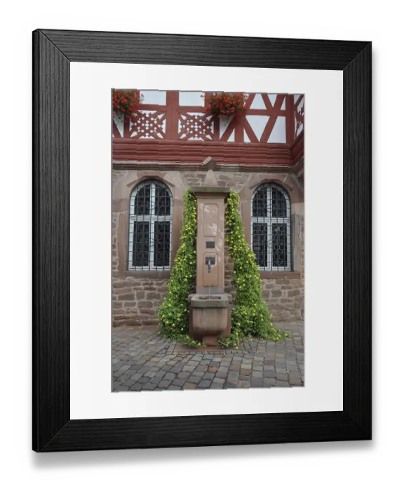 Framed Print : Fountain, GroBheubach, town hall