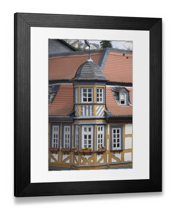 Framed Print : Timber-frame, bay window, facade Framed Print : Timber-frame, bay window, facade