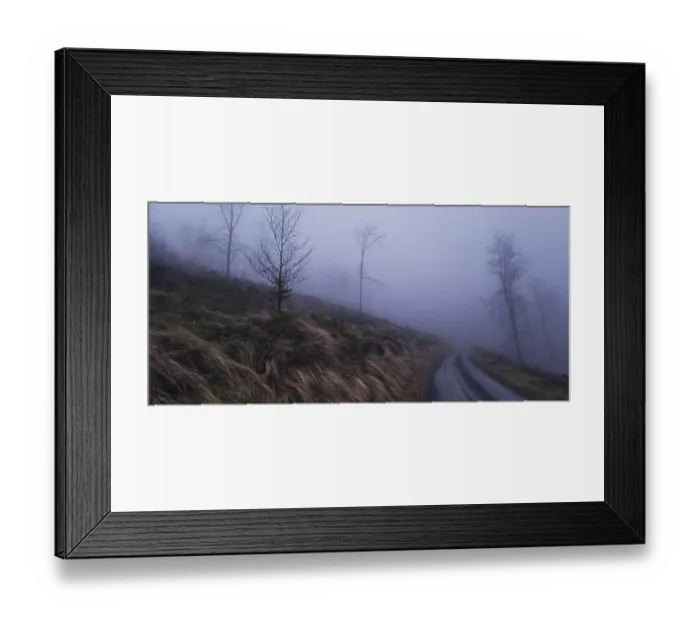 Framed Print : A foggy path leads through a bare landscape Framed Print : A foggy path leads through a bare landscape